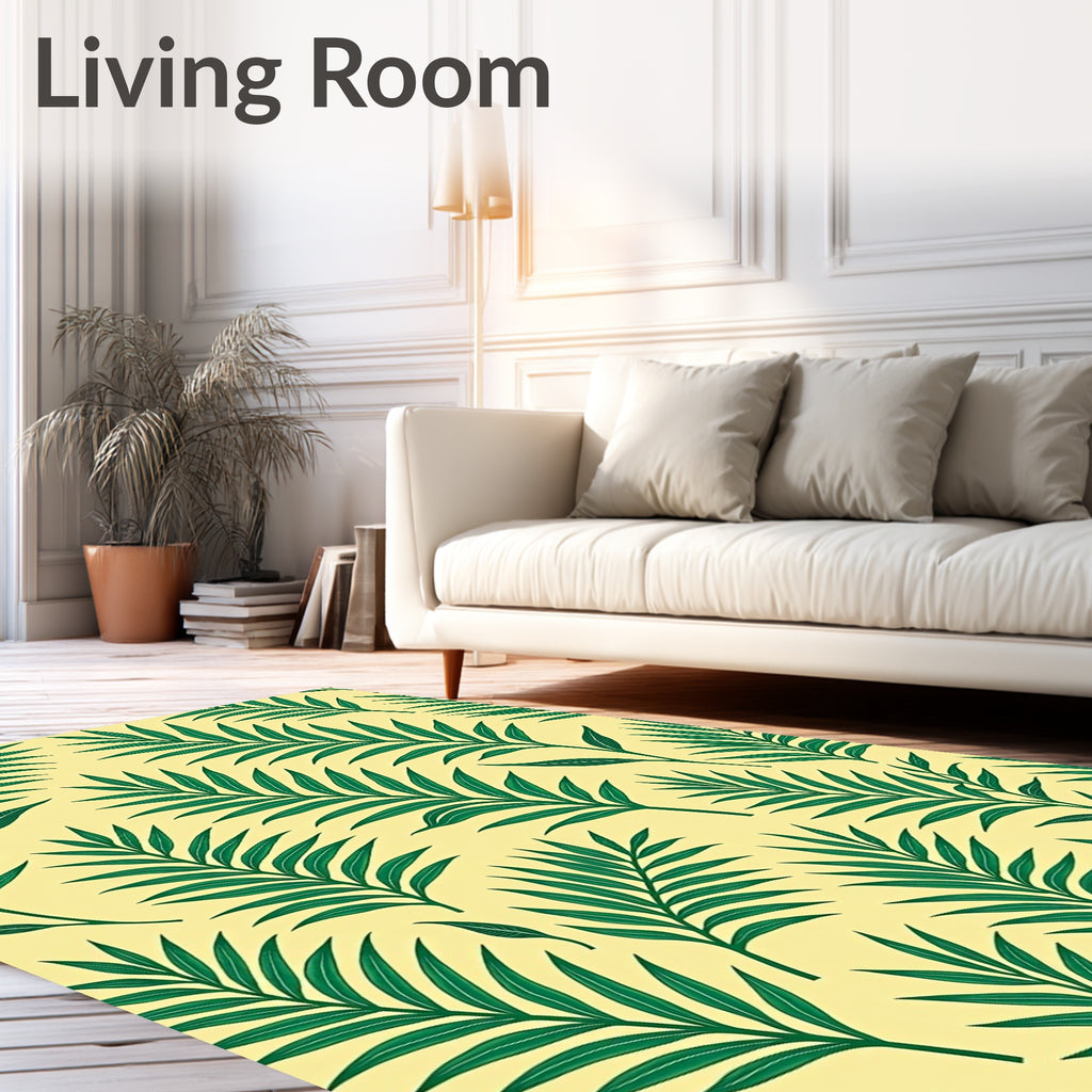 Verdant Fronds On Cream Background Rug