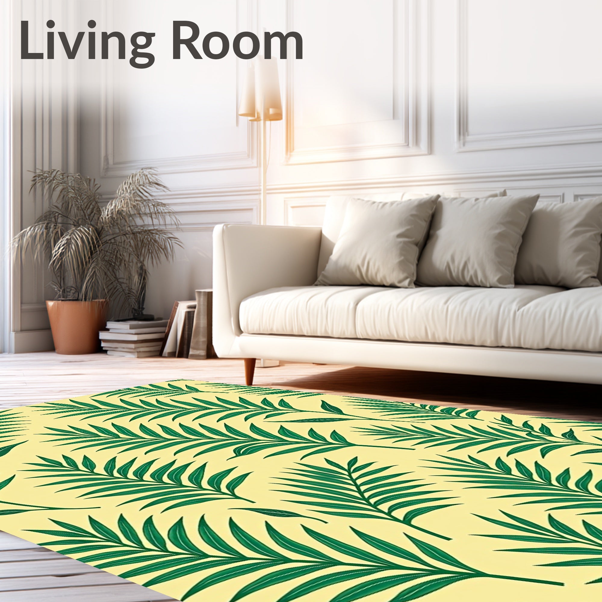 Verdant Fronds On Cream Background Rug