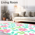 Whimsical Pink Flower Garden Rug