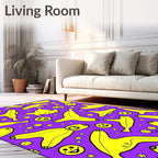 Whimsical Yellow Banana Happy Faces Rug
