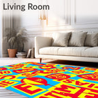 Retro Red Yellow Balloon Letters Rug