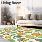 Playful Yellow Creature Jungle Foliage Rug