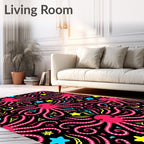 Bold Pink Octopus Stars Swirl Rug