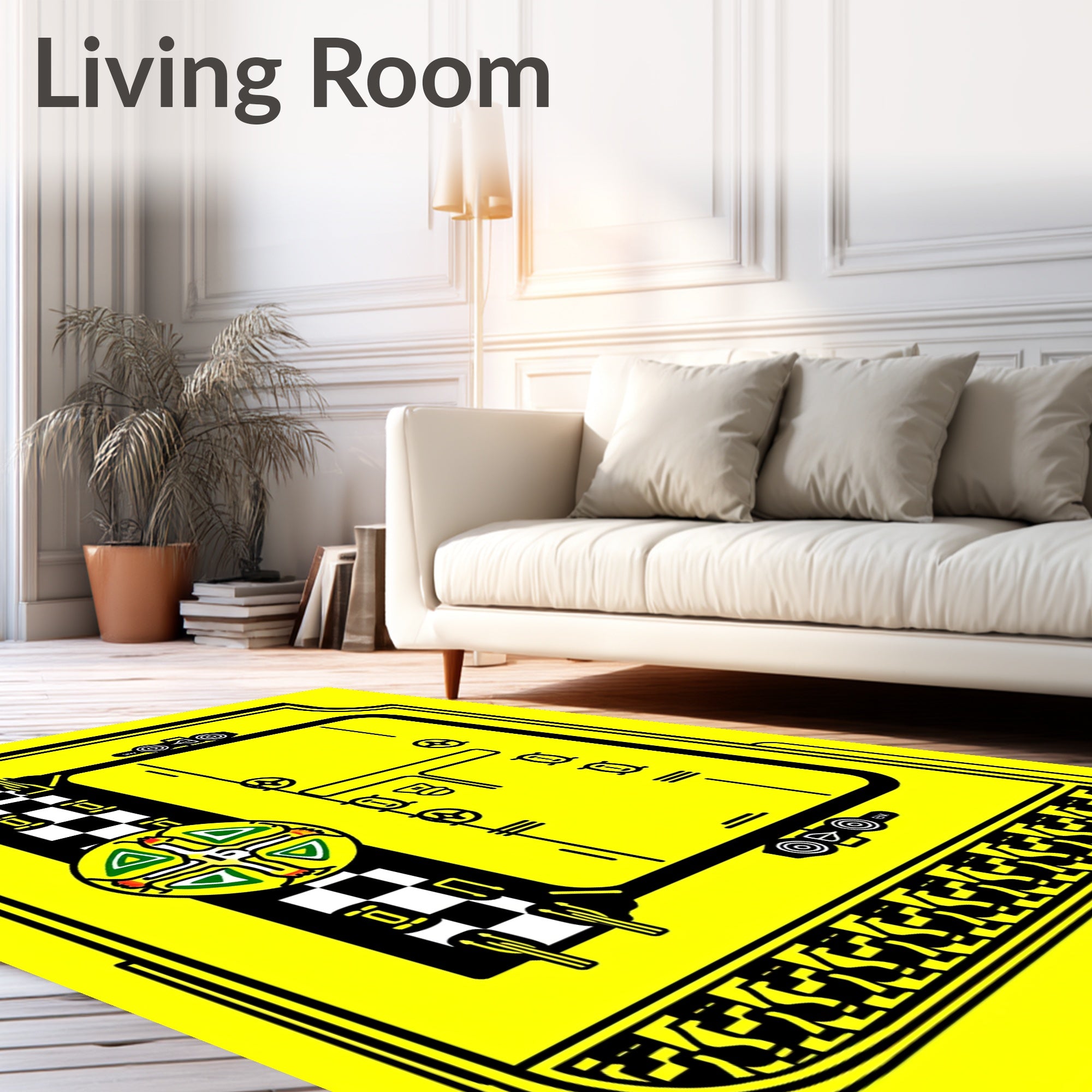 Yellow Black Checkerboard Race Day Rug