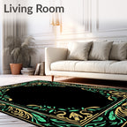Ornate Yellow and Teal Floral Border Rug