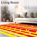 Vibrant Yellow Red Abstract Lines Rug