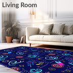 Funky Pink Blue Neon Geometric Collage Rug
