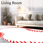 Crimson Baseball Stitch Curve Rug