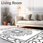 Geometric Mandala With Rope Border Rug