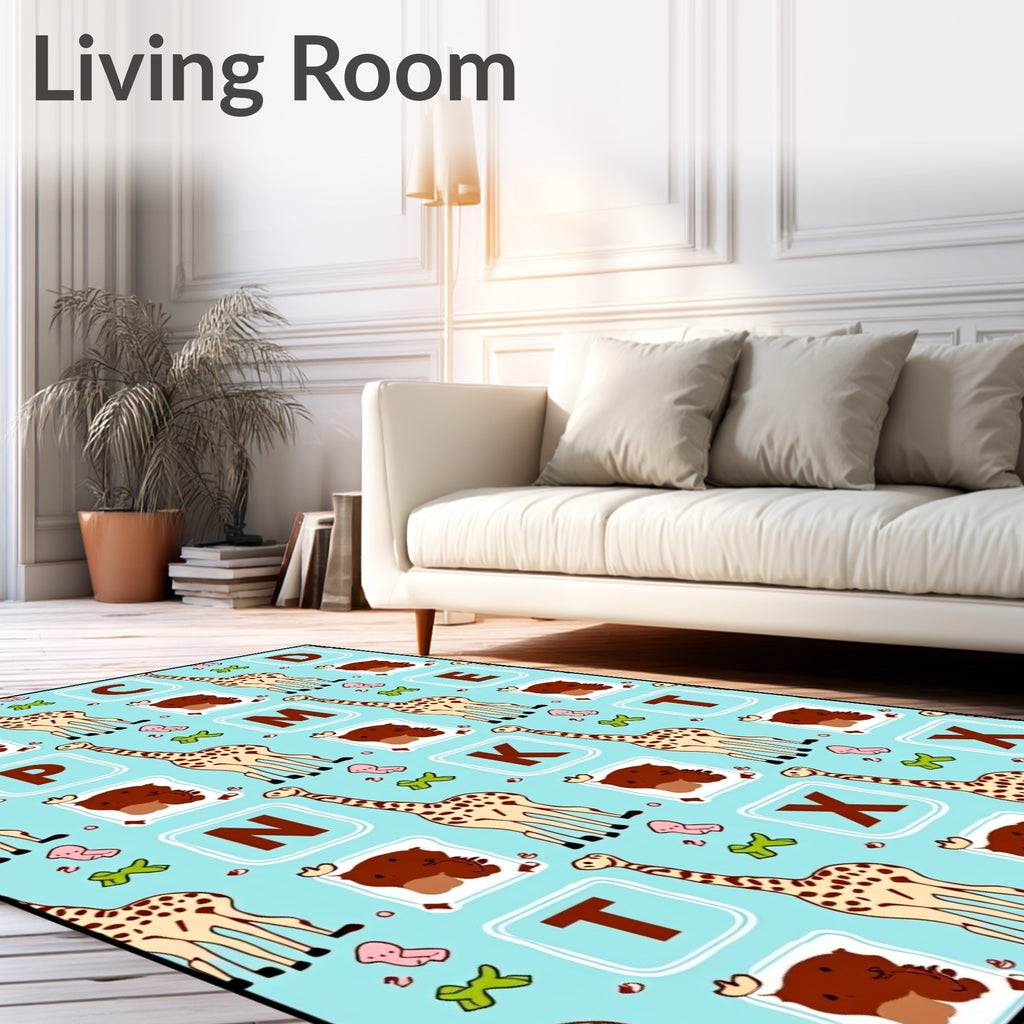 Whimsical Giraffe Alphabet Animals Rug