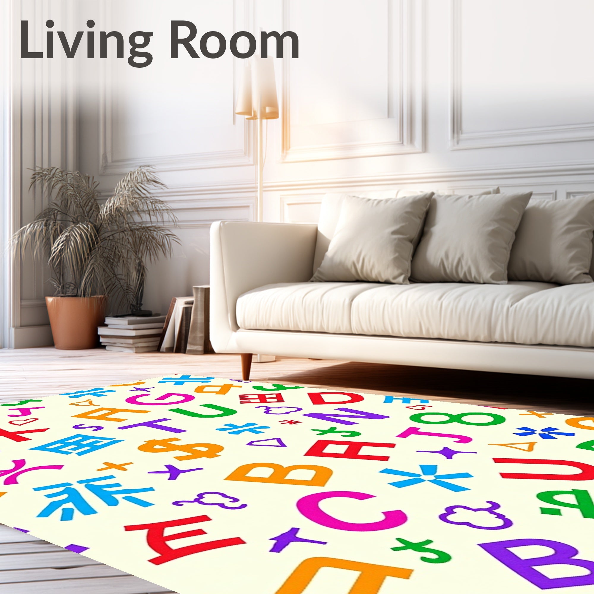 Alphabet Splash Multi Color Graphic Rug