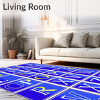 Bold Blue Alphabet Grid Rug
