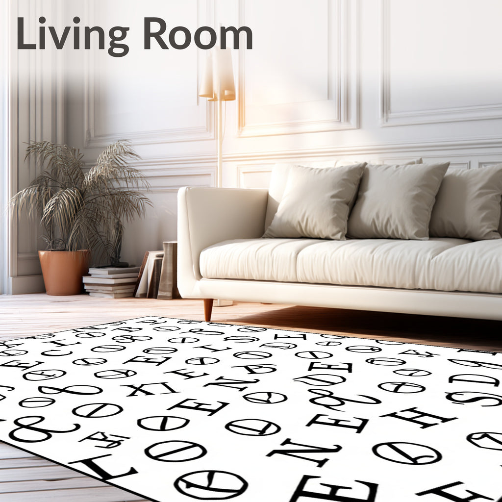 Black And White Alphabet Collage Rug
