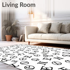 Black And White Alphabet Collage Rug