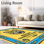 Bold Yellow Tiger Trophy Emblem Rug