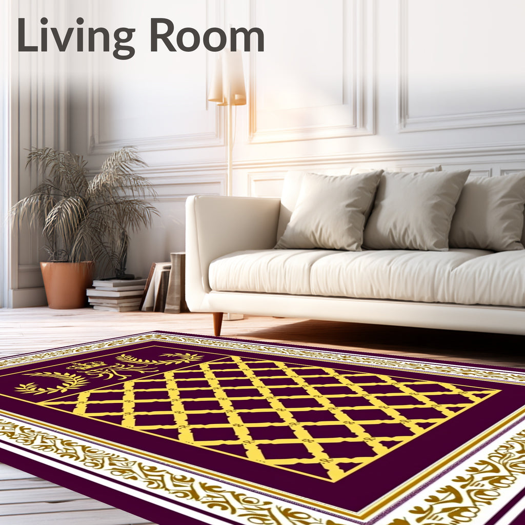Regal Gold Monogram Diamond Border Rug