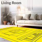 Bold Yellow Geometric Architectural Plan Rug