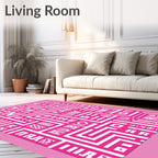 Hot Pink Bold Typography Maze Rug