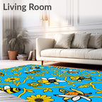 Whimsical Yellow Bee Vine Garden Rug