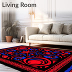 Crimson Blue Star Celestial Blossom Rug