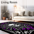 Gothic Black White Purple Skull Tree Rug