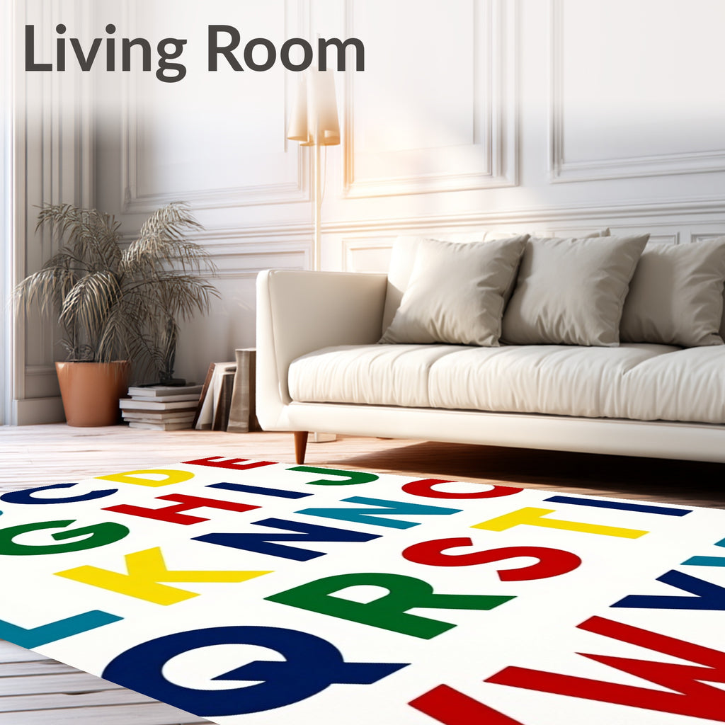 Bright Primary Color Alphabet Typography Rug