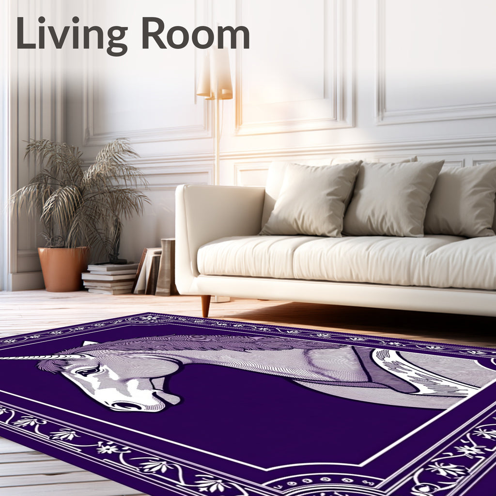 Majestic Purple Unicorn Engraved Portrait Rug