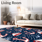 Navy Red White Nautical Sailboat Anchor Rug