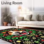 Joyful Dog Floral Crimson Garland Rug