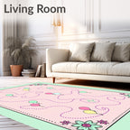 Pink Balloon Pathway Floral Border Rug