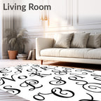 Vintage Black Calligraphy Alphabet Collage Rug