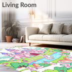 Whimsical Pink Castle Unicorn Garden Rug