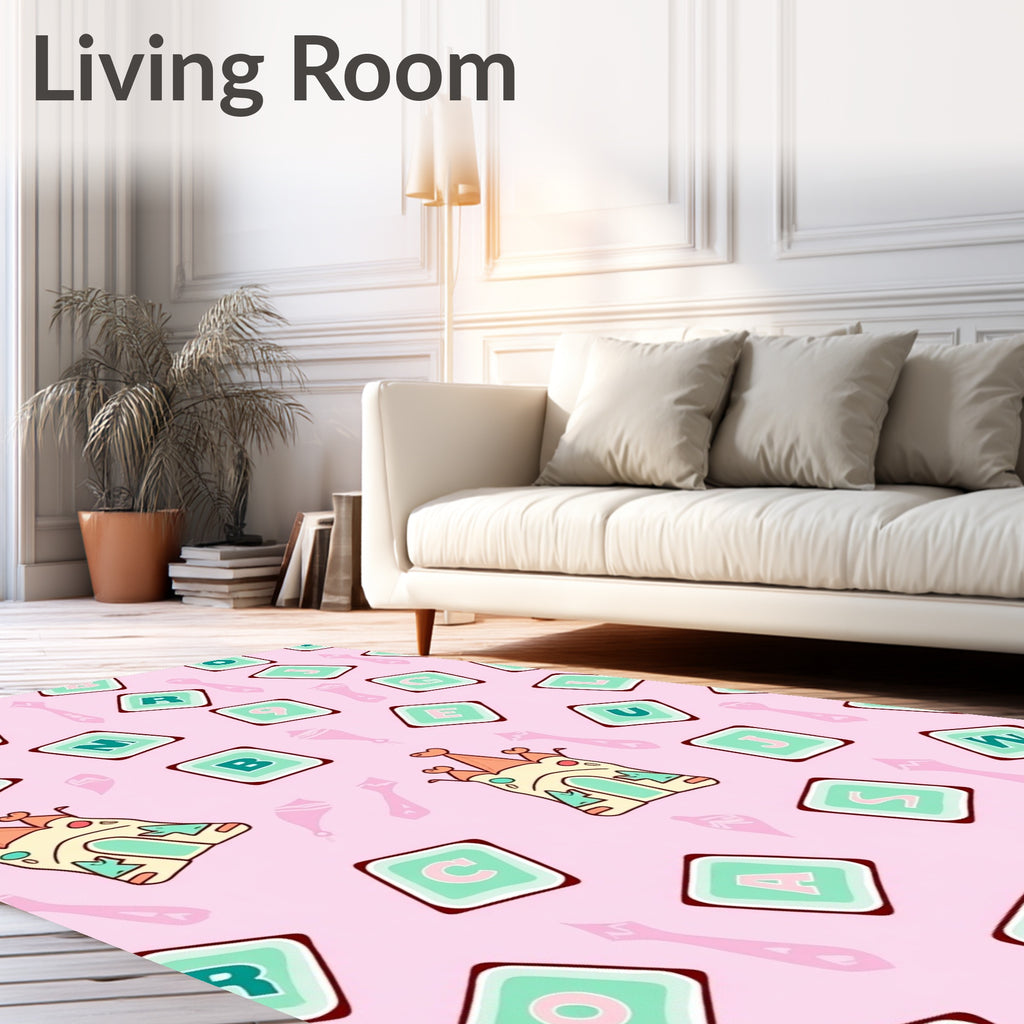 Whimsical Castle Alphabet Blocks Rug