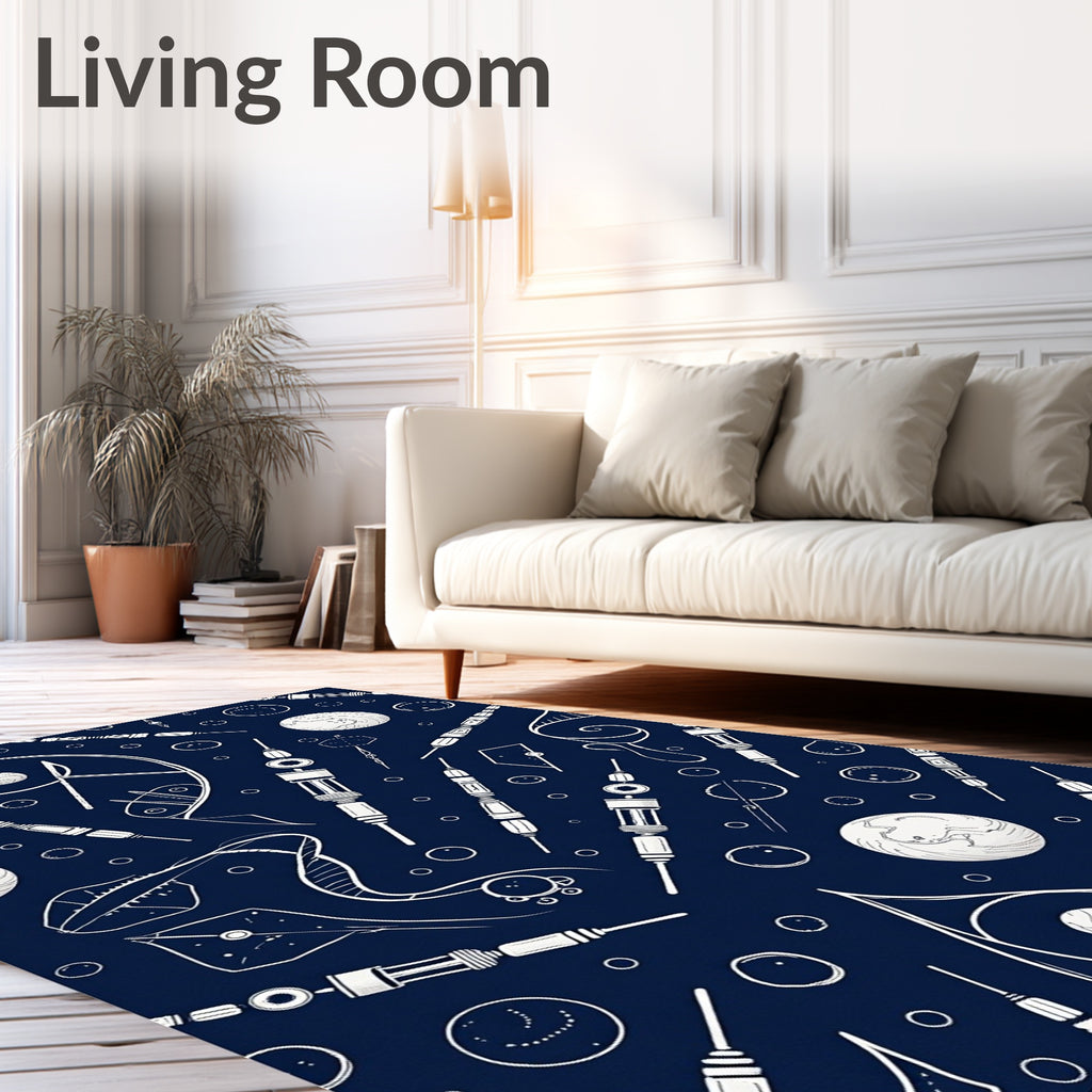 Navy Blue Scientific Circuitry Medley Rug