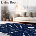 Navy Blue Scientific Circuitry Medley Rug
