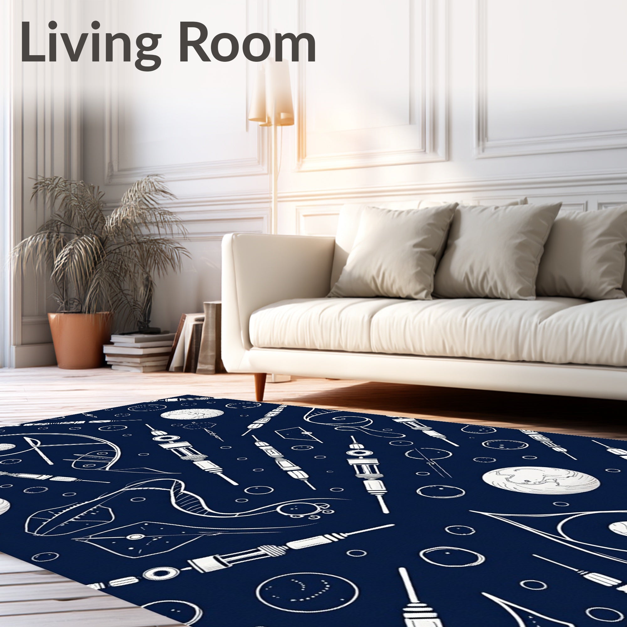 Navy Blue Scientific Circuitry Medley Rug