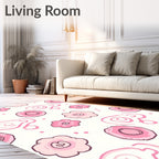 Pink Hand Drawn Floral Swirls Rug