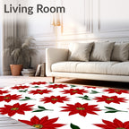 Vibrant Red Floral Branch Arrangement Rug