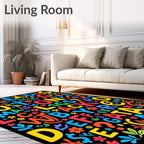 Colorful Alphabet Flowers and Animals Rug