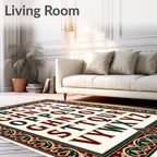 Classic Alphabet Border Red Teal Gold Rug