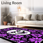 Spooky Purple Floral Face Area Rug