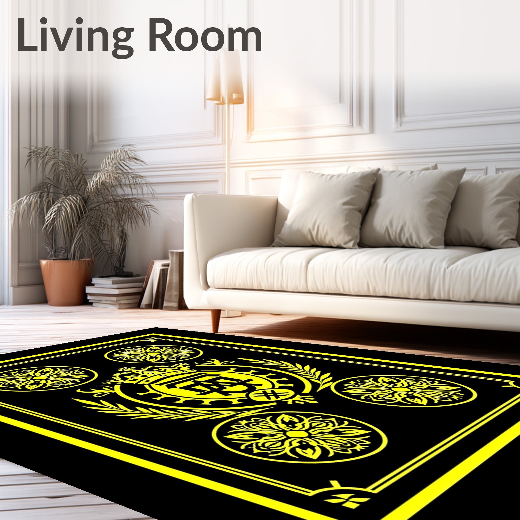 Yellow Regal Emblem Medallion Rug