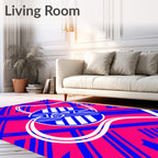 Electric Blue Pink Retro Geometric Abstract Rug