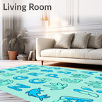 Oceanic alphabet with dolphins and coral Rug