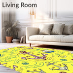 Nautical Yellow Anchor And Sailboat Collection Rug