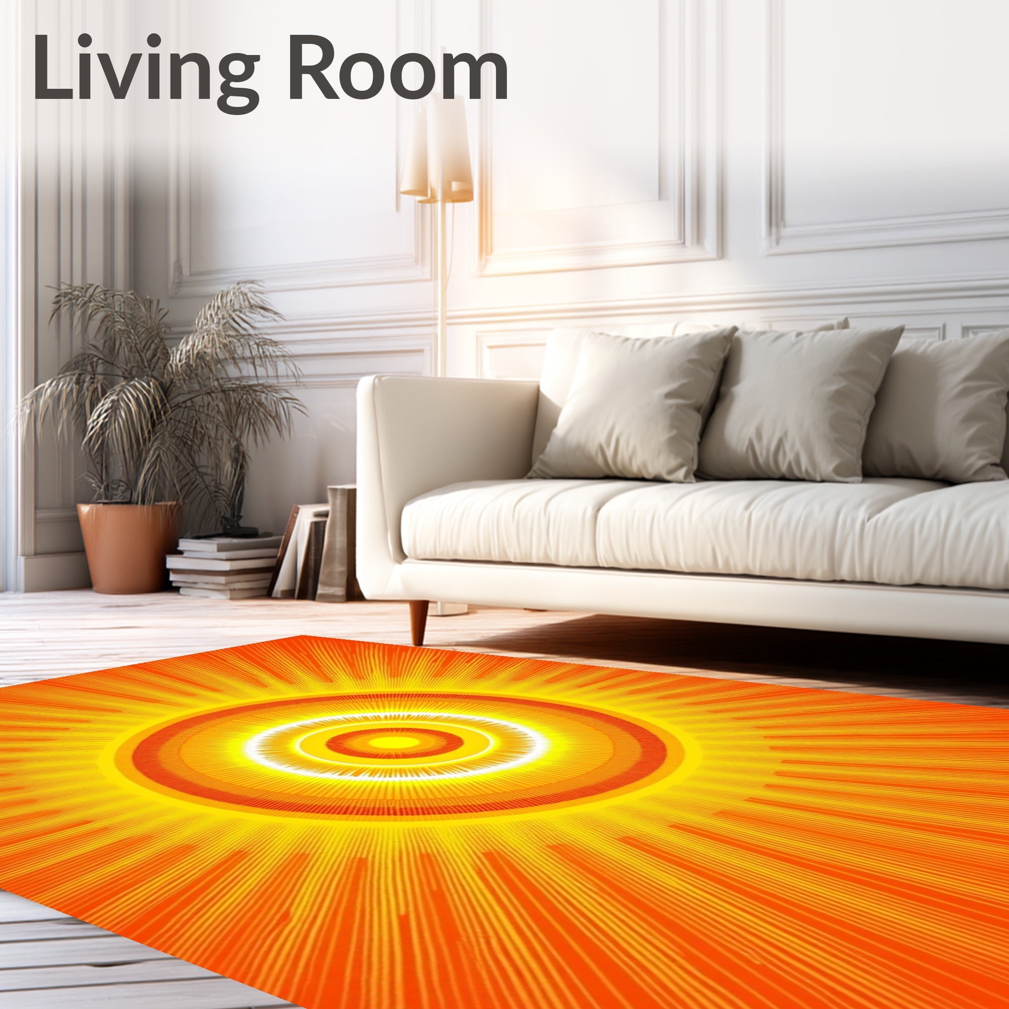 Radiant Orange Yellow Sunburst Rug