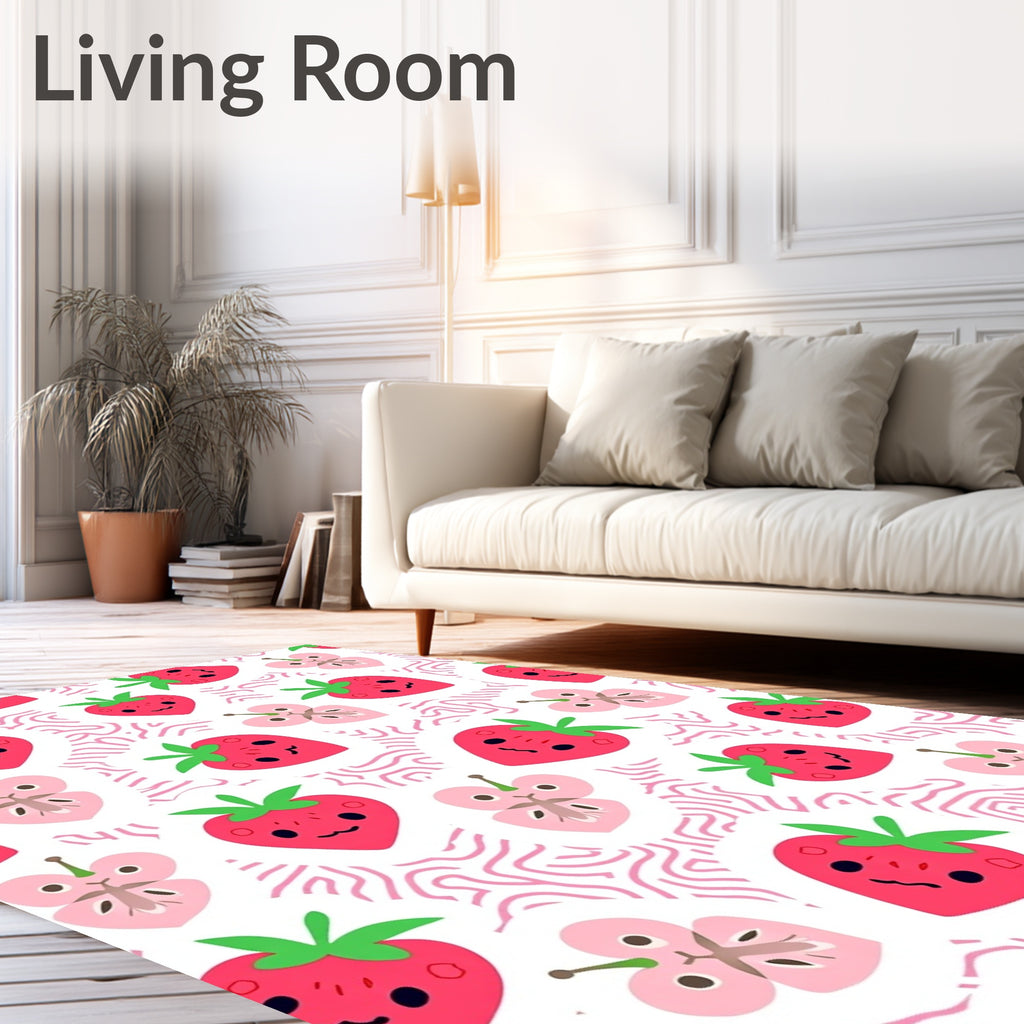 Sweet Strawberry Butterfly Garden Rug