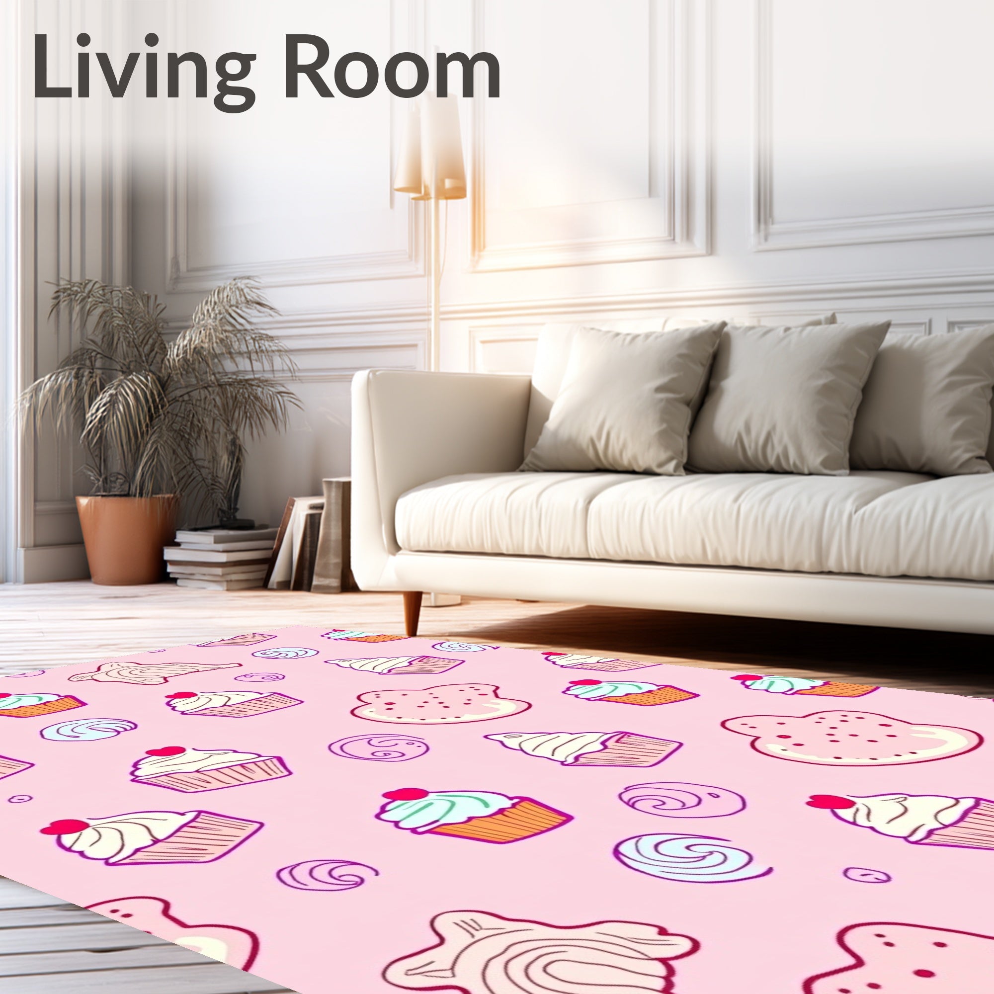 Sweet Pink Cupcake Swirl Rug