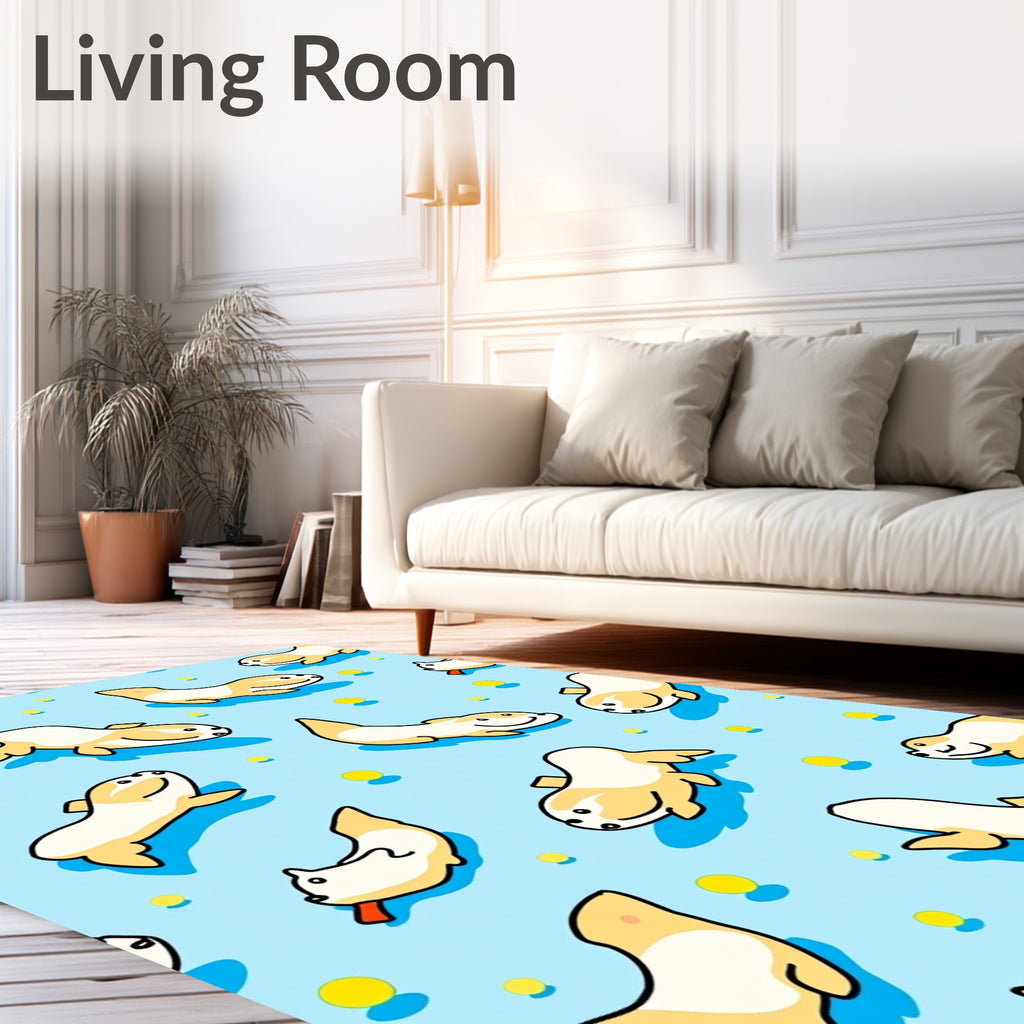 Cute Yellow Seal Pups Scattered Blue Rug