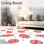 Cute Pink Strawberry Faces Collection Rug